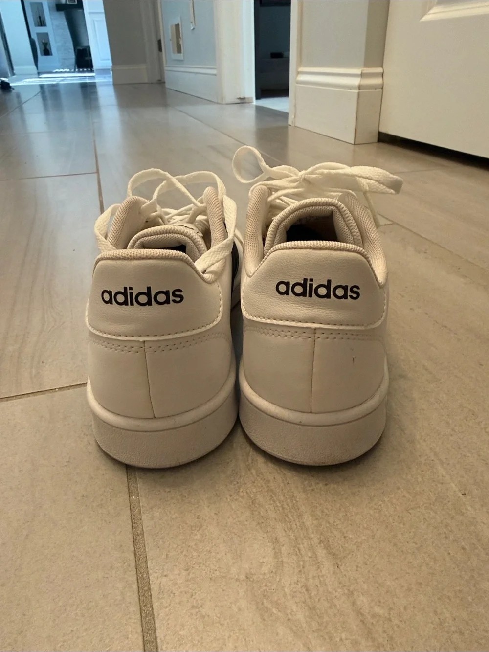 adidas White Low-Top Sneakers with Black Stripes